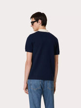 Valentino Garavani Navy Wool Polo Shirt with VLogo Embroidery