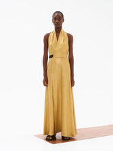 Zeus+Dione Helios Golden Halter Maxi Dress