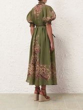 Zimmermann Ottie Swing Maxi in Khaki Floral