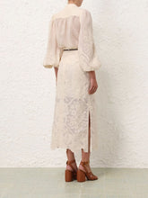 Zimmermann Ottie Embroidered Linen Skirt