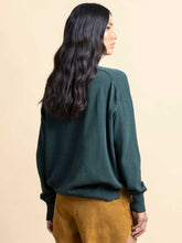 Paula V-Neck Dark Green Wool Ribbed Sweater