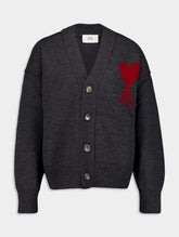 Ami Paris Ami De Coeur Monogram Motif Virgin-Wool Cardigan