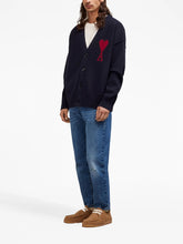 Ami Paris Ami De Coeur Monogram Motif Wool Cardigan