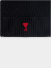 Ami Paris Ami De Coeur Ribbed Wool Beanie