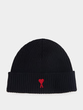 Ami Paris Ami De Coeur Ribbed Wool Beanie