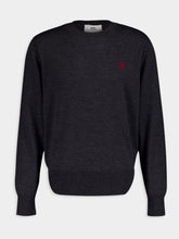 Ami Paris Logo-Embroidered Grey Wool Jumper