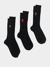 Ami Paris Pack of 3 Intarsia-Knit Logo Socks