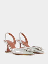 Amina Muaddi Begum Silver Mirror Slingbacks