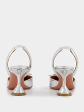 Amina Muaddi Begum Silver Mirror Slingbacks