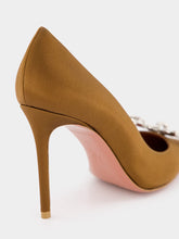 Amina Muaddi Rosie Mocha Satin Pumps