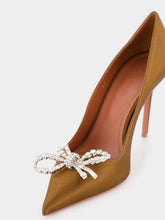 Amina Muaddi Rosie Mocha Satin Pumps