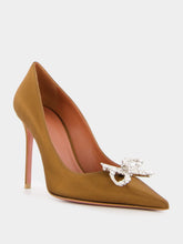 Amina Muaddi Rosie Mocha Satin Pumps