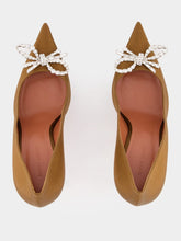Amina Muaddi Rosie Mocha Satin Pumps