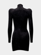 Balenciaga Draped Velvet Turtleneck Dress