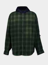Balenciaga Hooded Check-Print Oversized Shirt
