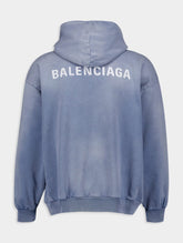Balenciaga Logo-Embroidered Faded Effect Hoodie