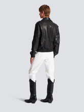 Balmain Black Leather Bomber Jacket