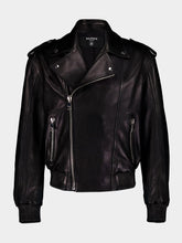 Balmain Black Leather Bomber Jacket