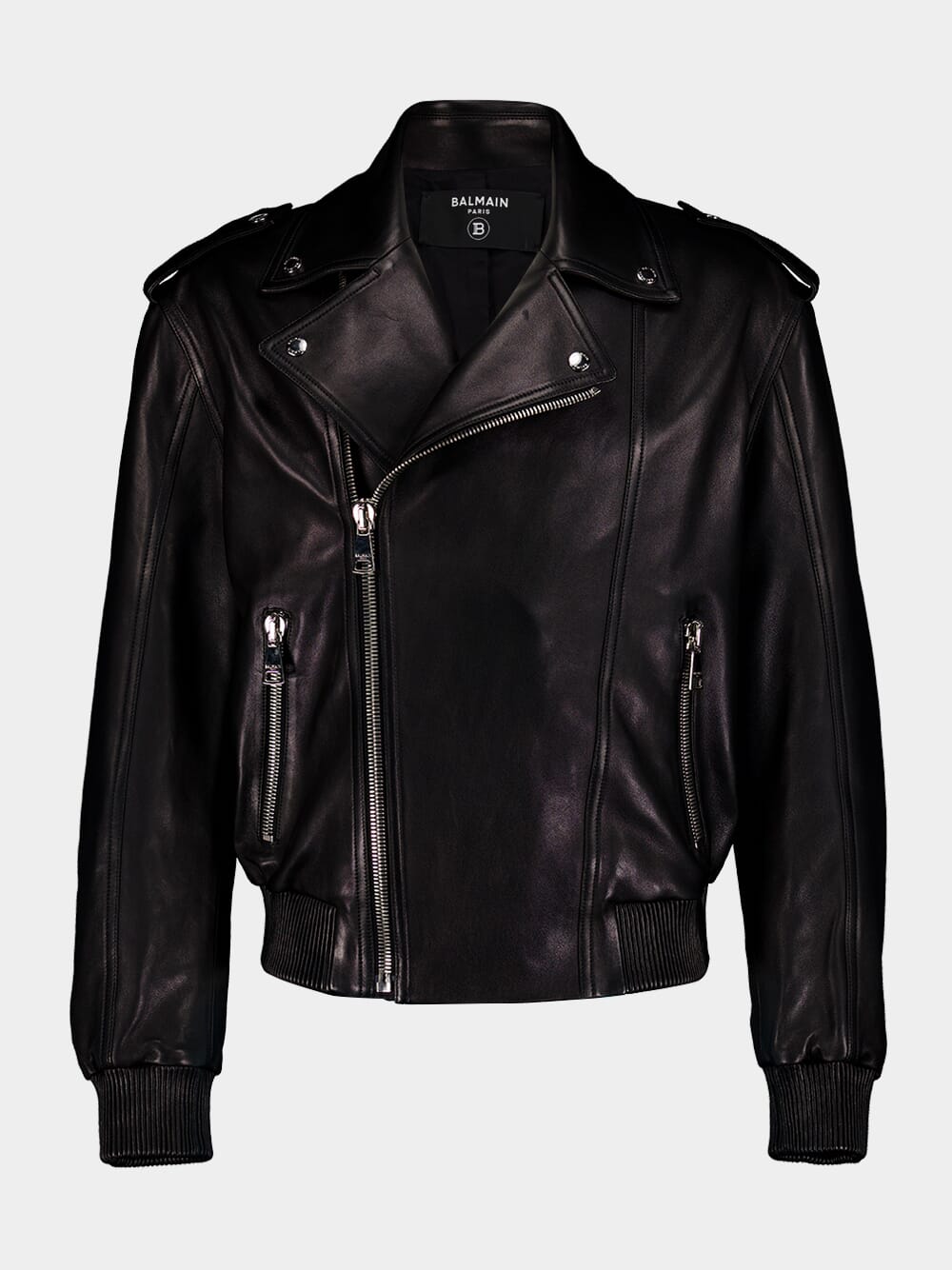 Balmain Black Leather Bomber Jacket | Fashion Clinic