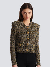Balmain Cropped Lurex Tweed Round Neck Jacket