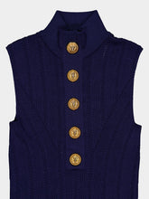 Balmain Embossed-Buttons High-Neck Top