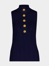 Balmain Embossed-Buttons High-Neck Top