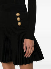 Balmain Flared Ribbed-Knit Mini Dress