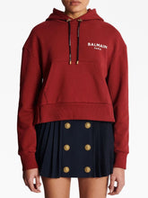 Balmain Flocked-Logo Cropped Hoodie