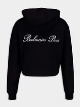 Balmain Logo Embellished Crop Hoodie