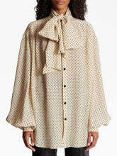 Balmain Printed Pussy Bow Silk Blouse