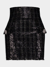 Balmain Sequined Tweed Mini Skirt