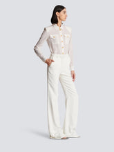 Balmain White Crepe Flared Trousers