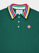 Casablanca Knitted-Collar Cotton Green Polo-Shirt