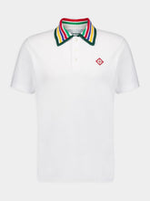 Casablanca Knitted-Collar Cotton White Polo-Shirt