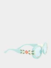 Casablanca Oval Blue Sunglasses W/Laurel Detail
