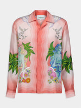 Casablanca Paix Et Amour Tennis Club-Print Silk Shirt