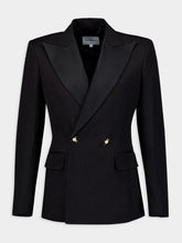 Casablanca Peak-Lapels Double-Breasted Black Blazer