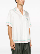 Casablanca Striped-Edge Cuban-Collar Silk Shirt