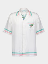 Casablanca Striped-Edge Cuban-Collar Silk Shirt