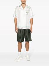 Casablanca Striped-Edge Cuban-Collar Silk Shirt