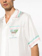 Casablanca Striped-Edge Cuban-Collar Silk Shirt