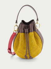 Colville Pudding Colour-Block Raffia Bucket Bag