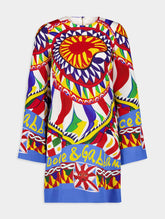 Dolce & Gabbana Carretto-Print Short Silk Dress