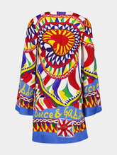 Dolce & Gabbana Carretto-Print Short Silk Dress