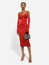 Dolce & Gabbana Corset-Style Satin Midi Dress