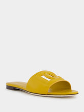 Dolce & Gabbana DG Logo Yellow Calfskin Sliders
