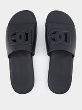 Dolce & Gabbana Embossed-Logo Leather Slides