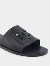 Dolce & Gabbana Embossed-Logo Leather Slides