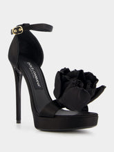 Dolce & Gabbana Floral Appliqué Satin Platform 105mm Sandals