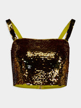 Dolce & Gabbana Gold Sequined Crop Top With Straps